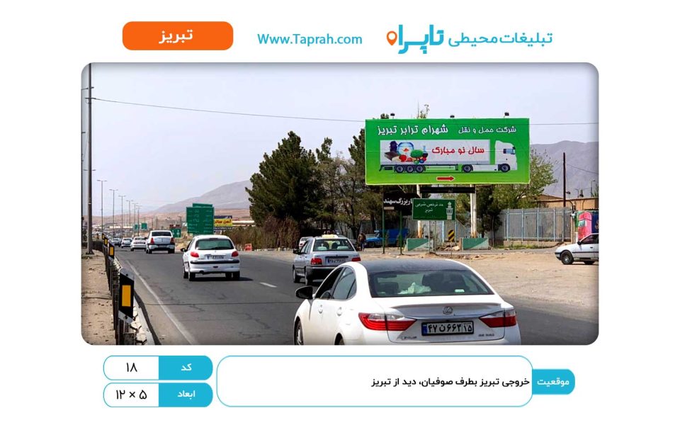 بیلبورد در خروجی تبریز بطرف صوفیان، دید از تبریز