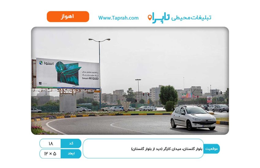 بیلبورد در بلوار گلستان، میدان کارگر (دید از بلوار گلستان)