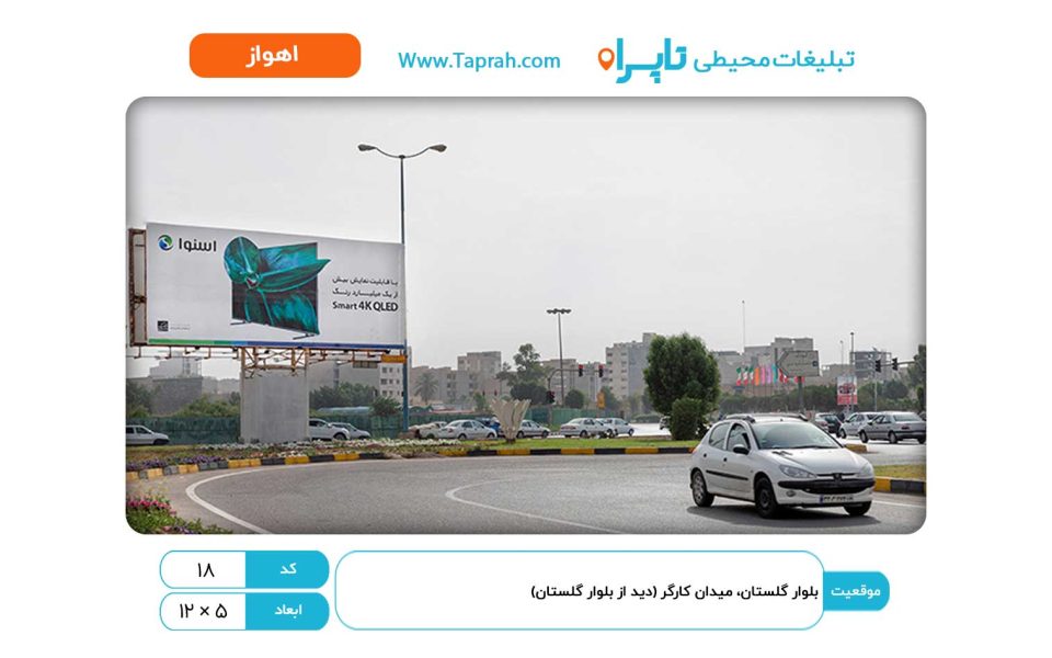 بیلبورد در بلوار گلستان، میدان کارگر (دید از بلوار گلستان)