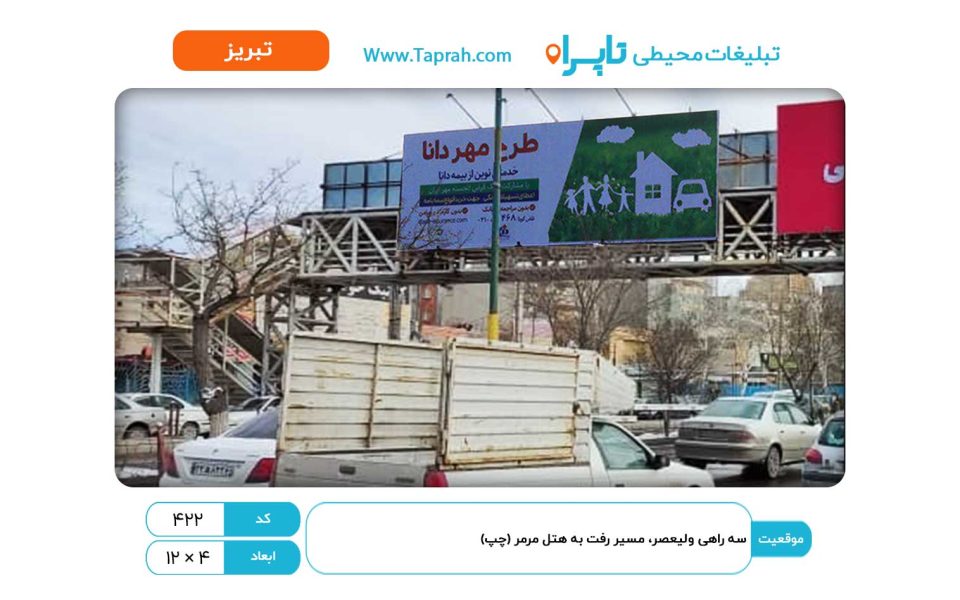 بیلبورد در سه راهی ولیعصر، مسیر رفت به هتل مرمر (چپ)