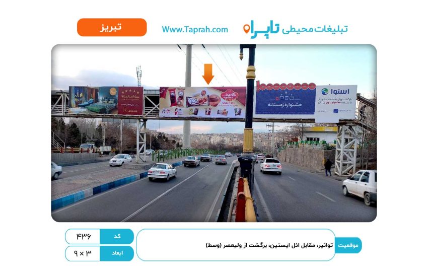 بیلبورد در ولیعصر، توانیر، مقابل ائل ایستین، برگشت از ولیعصر (وسط)
