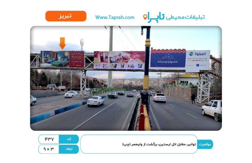 بیلبورد در ولیعصر، توانیر، مقابل ائل ایستین، برگشت از ولیعصر (چپ)