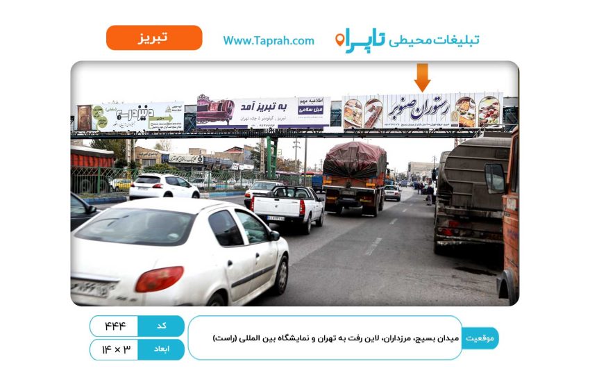 بیلبورد در میدان بسیج، مرزداران، لاین رفت به تهران و نمایشگاه بین المللی (راست)