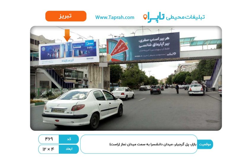 بیلبورد در بازار، پل گرجیلر، میدان دانشسرا به سمت میدان نماز (چپ)
