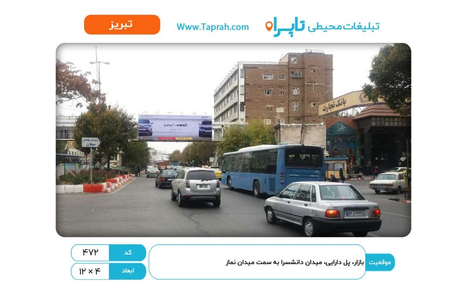 بیلبورد در بازار، پل دارایی، میدان دانشسرا به سمت میدان نماز