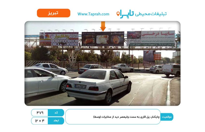 بیلبورد در چایکنار، پل قاری به سمت ولیعصر دید از مخابرات (وسط)