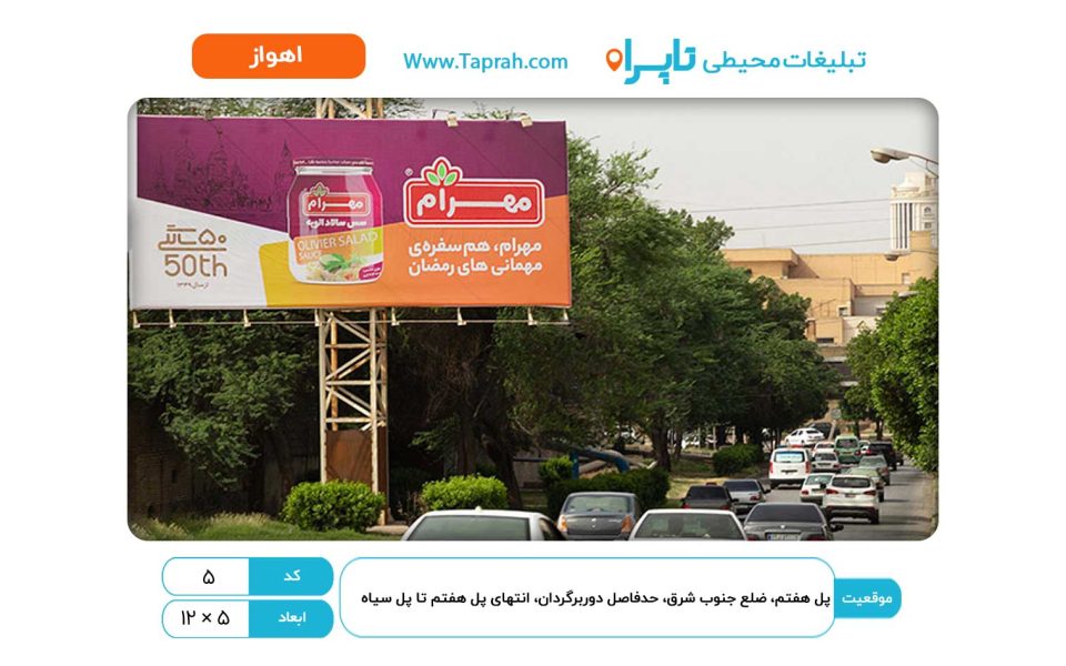 بیلبورد در پل هفتم، ضلع جنوب شرق، حدفاصل دوربرگردان، انتهای پل هفتم تا پل سیاه