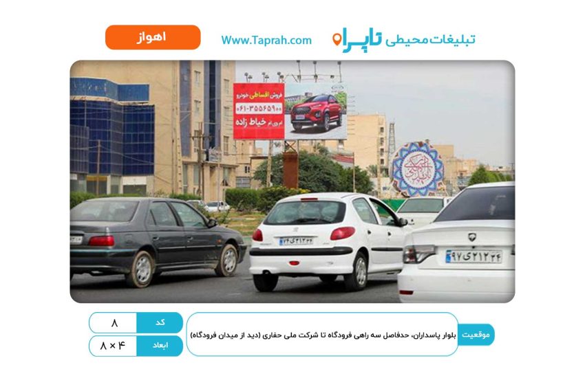 بیلبورد در بلوار پاسداران، حدفاصل سه راهی فرودگاه تا شرکت ملی حفاری (دید از میدان فرودگاه)