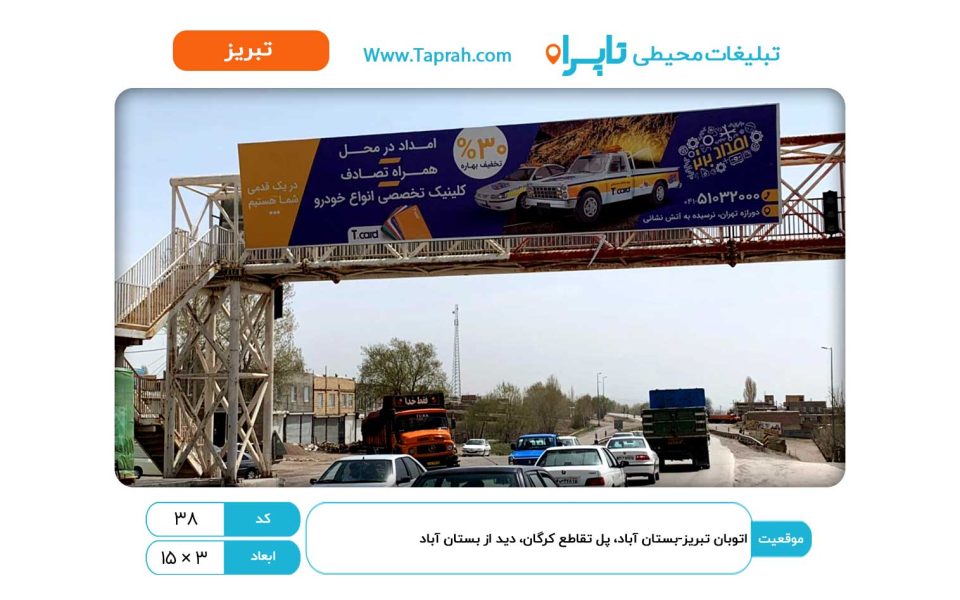 بیلبورد در اتوبان تبریز-بستان آباد، پل تقاطع کرگان، دید از بستان آباد