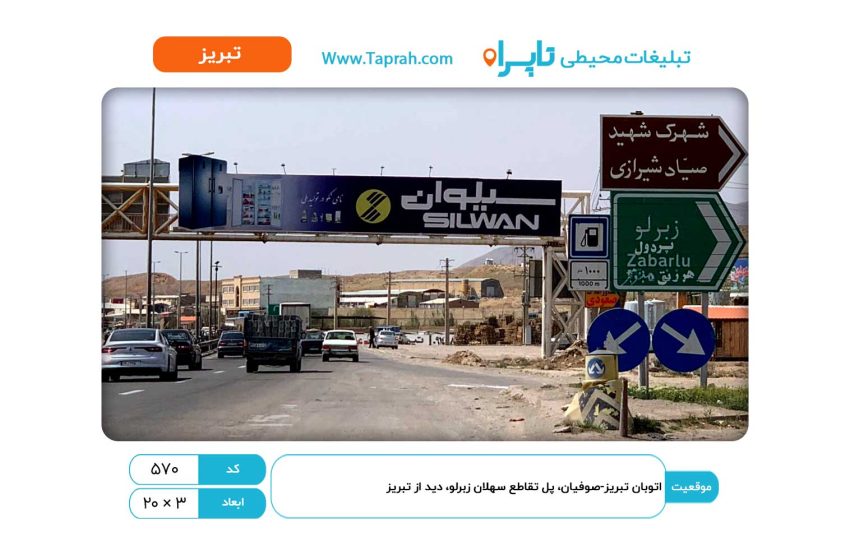 بیلبورد در اتوبان تبریز-صوفیان، پل تقاطع سهلان زبرلو، دید از تبریز