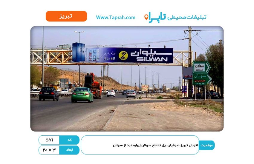 بیلبورد در اتوبان تبریز-صوفیان، پل تقاطع سهلان زبرلو، دید از سهلان