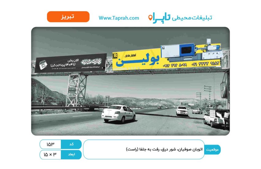 بیلبورد در اتوبان صوفیان، شور درق، رفت به جلفا (راست)