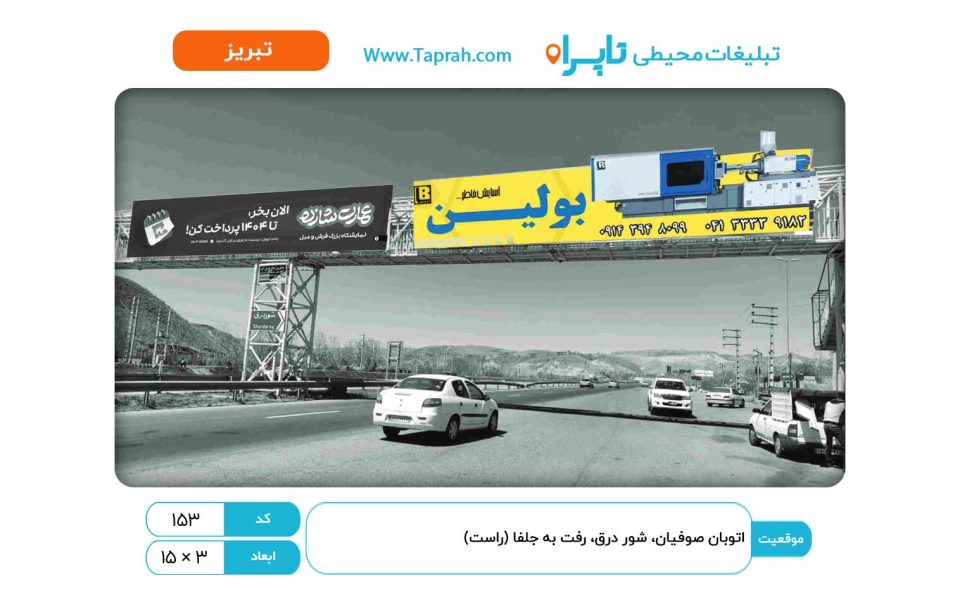 بیلبورد در اتوبان صوفیان، شور درق، رفت به جلفا (راست)